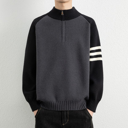 Mock Neck Zipper Knit Sweater