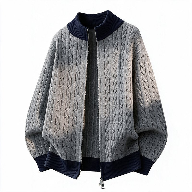 Stand Collar Knit Cardigan