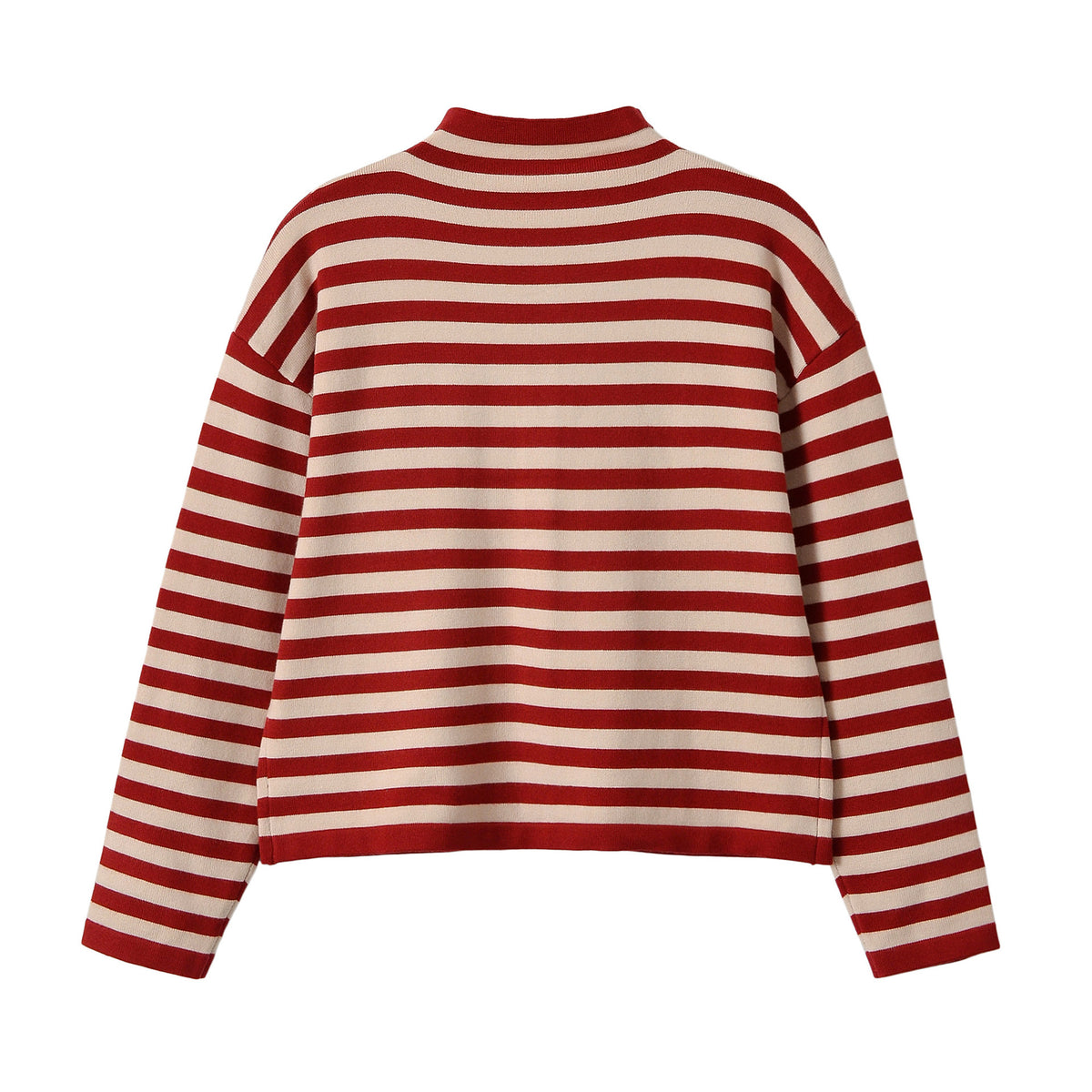 Stand up collar striped cardigan top