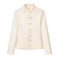 Elegant satin waistband buckle embellished jacket