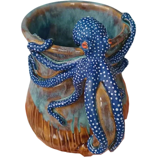 Handmade Deep-Blue Octopus Mug