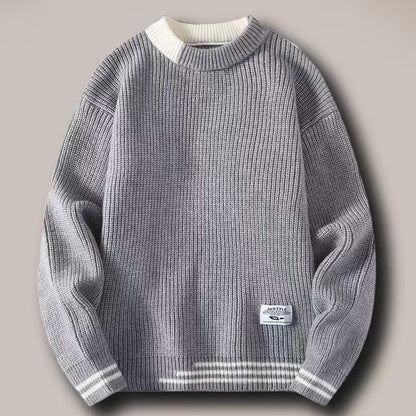 Men's  Block Round Neck Thickened Warm Sweater