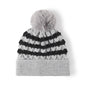 Striped contrast knit hat with pom-pom - view 5
