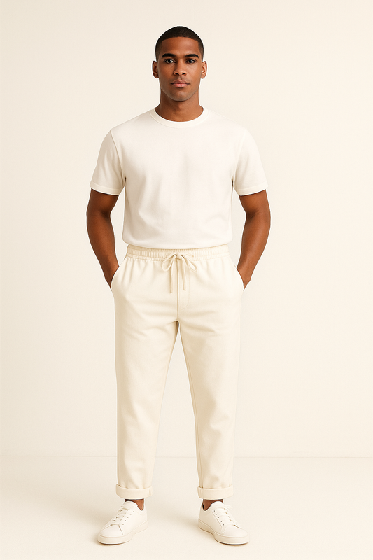 Pantalon plissé à taille élastique