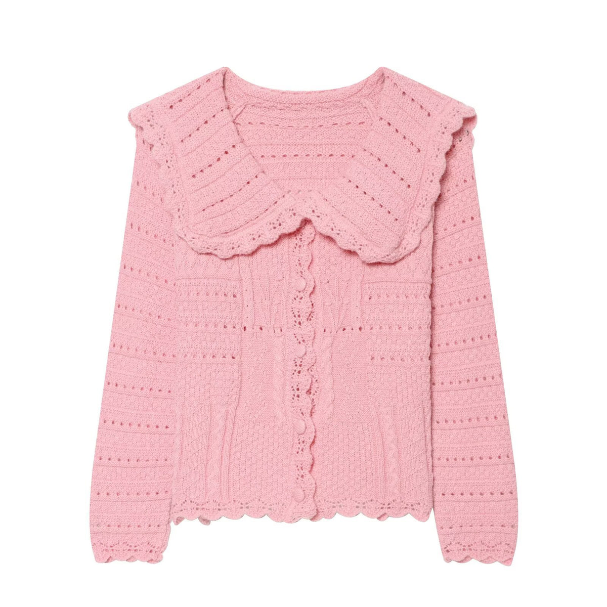 wave collar knitted sweater