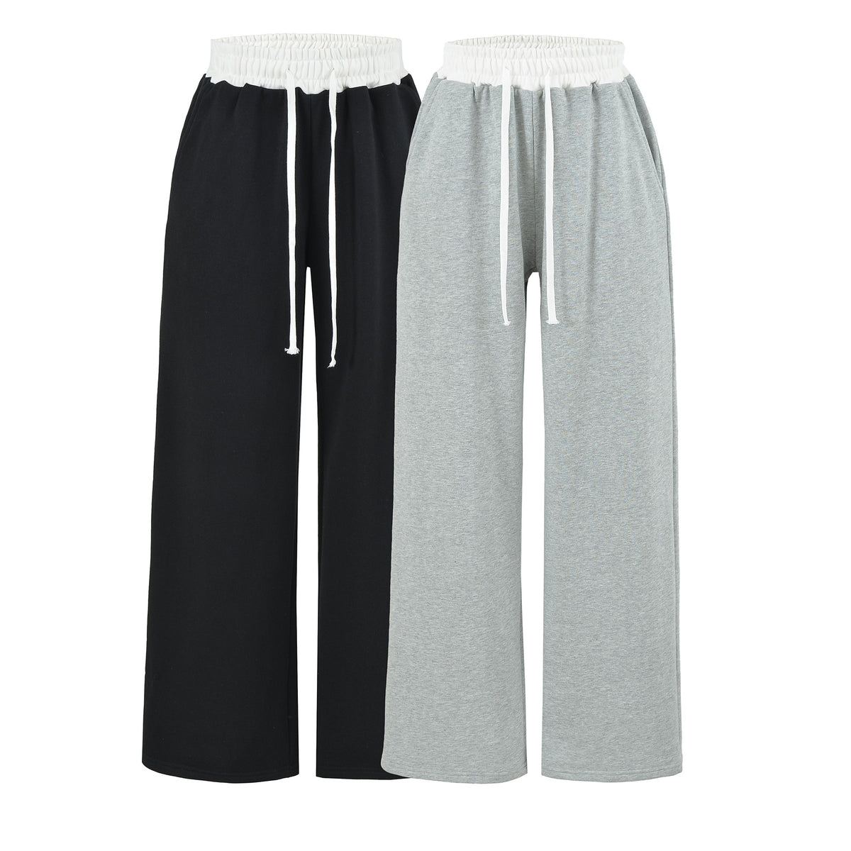 Women's Gray Striped Sweatshirt and Wide Leg Sweatpants