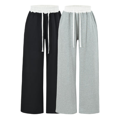 Women's Gray Striped Sweatshirt and Wide Leg Sweatpants