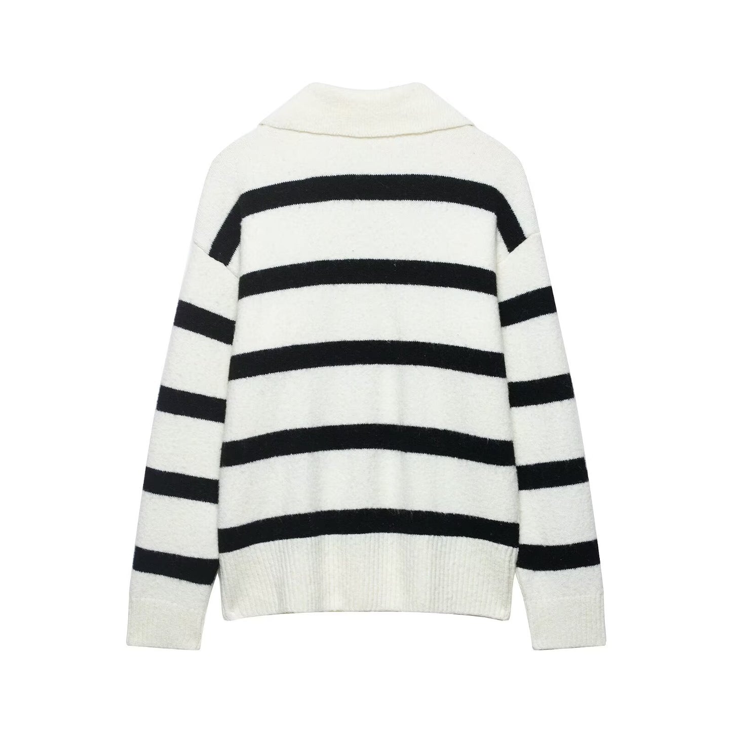 Lazy style soft and sticky striped contrasting pullover sweater