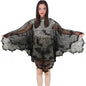Halloween Party Costume Lace Skull Cape Day of the Dead Women's Cloak Digital Print Bone Skeleton Shawl