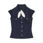 Bow tie tied bubble sleeve shirt for women
