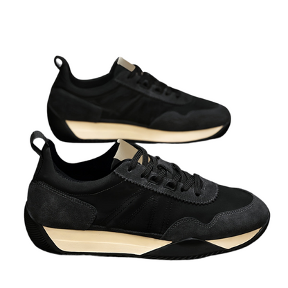 Chaussures de randonnée décontractées élégantes pour hommes - Dessus en tissu respirant, Semelle en PVC durable, Fermeture à lacets, Tenue d'extérieur et décontractée toutes saisons - Noir