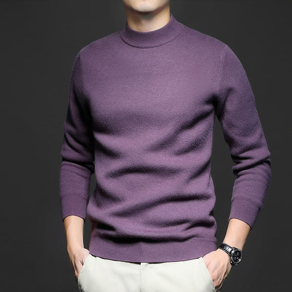 Pull Homme Col Montant Tricoté Manches Longues