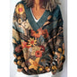 Women's 3D Digital Floral Print Long Sleeve Pullover