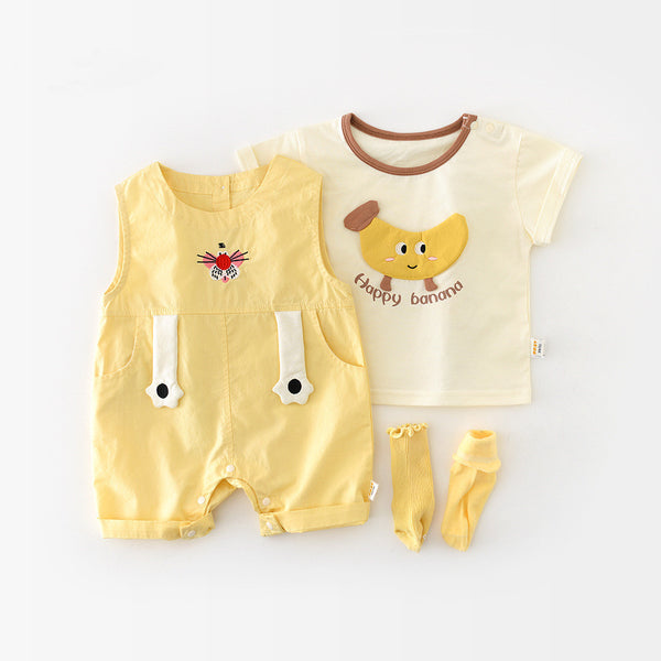 Baby Banana-Print Short-Sleeve Top
