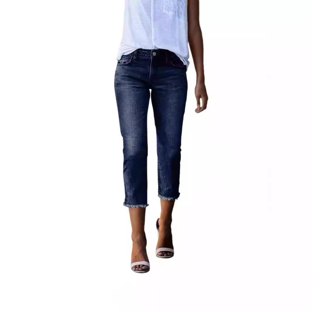 Womens Retro Slim-fit Stretch Jeans