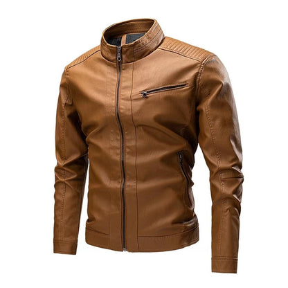 Manteau en cuir pour hommes, style motard décontracté, rétro, à coutures, pour le printemps et l'automne, transfrontalier