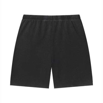 Unisex Vintage Wash Sunfade Waffle Raw Hem Shorts