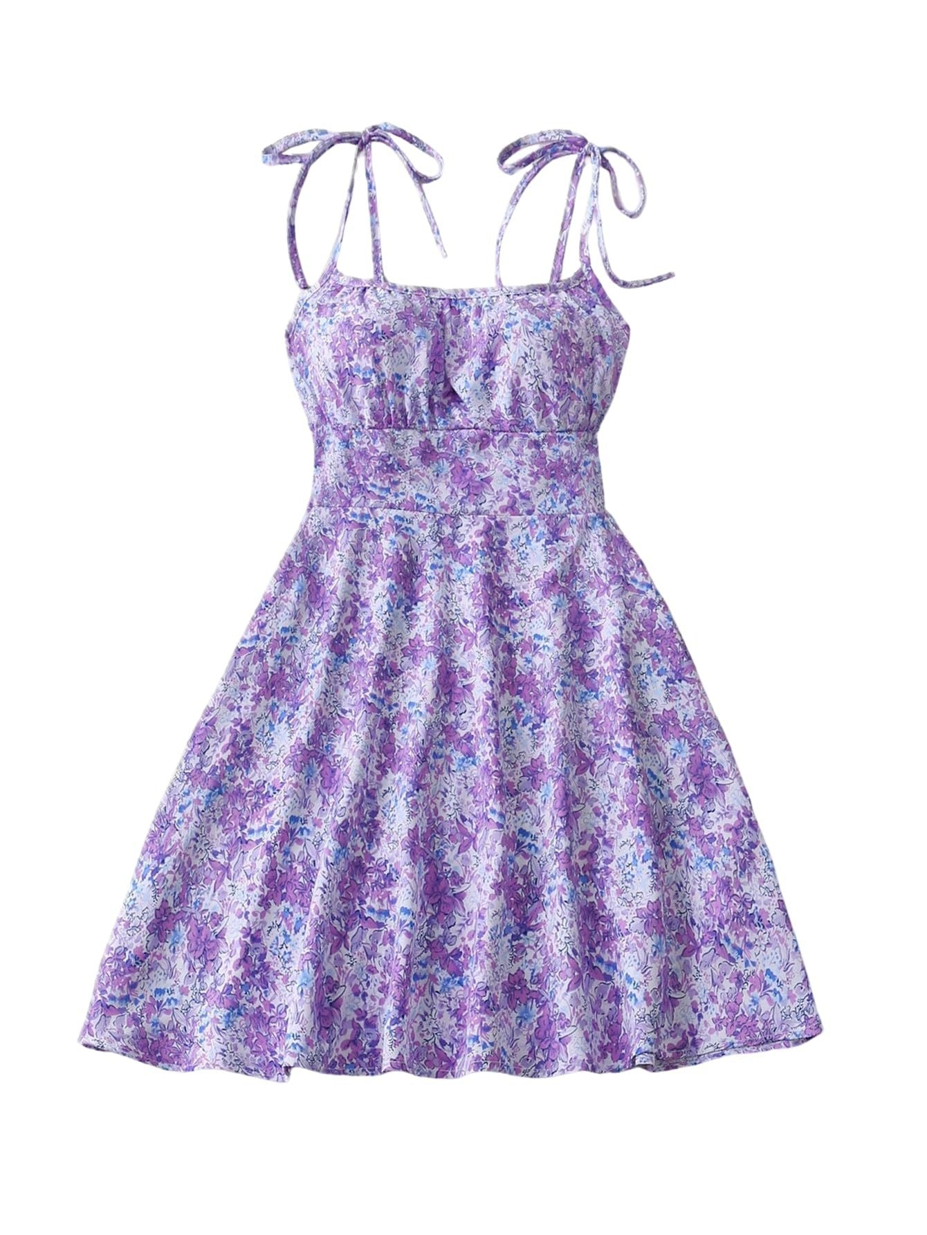Women's Floral Print A-Line Mini Dress | Backless Mid Waist Summer Dress