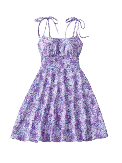 Women's Floral Print A-Line Mini Dress | Backless Mid Waist Summer Dress