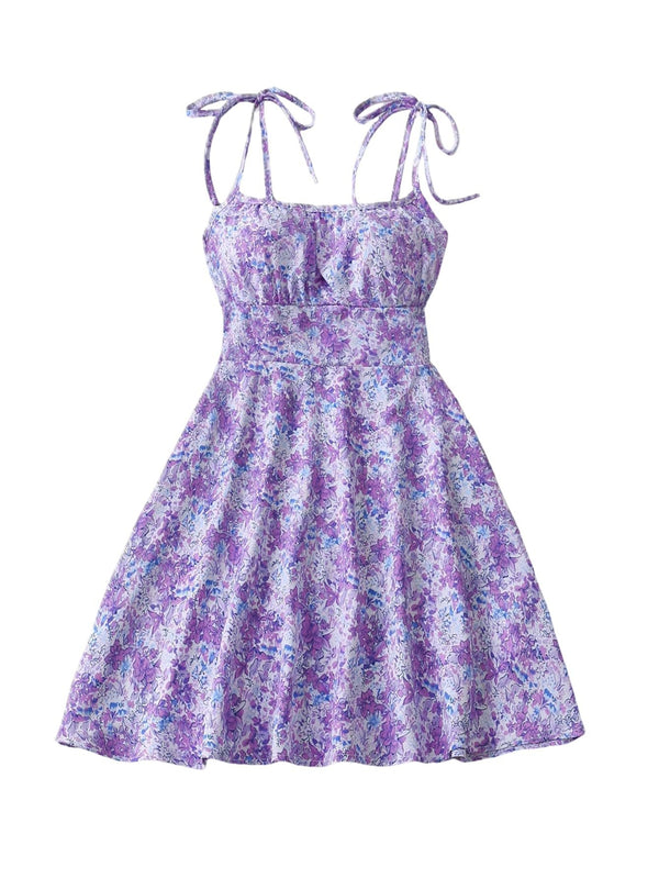 Women's Floral Print A-Line Mini Dress | Backless Mid Waist Summer Dress