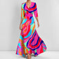 Womens Print Half-sleeve V-neck Dress