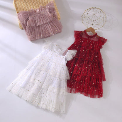 Girls' Dress Fairy Dress Star Sequins Cake