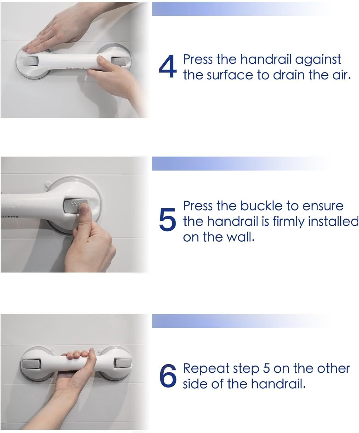 2 X SAFETY SUPPORT HAND RAIL HANDLE BAR GRIP GRAB SUCTION BATH BATHROOM SHOWER