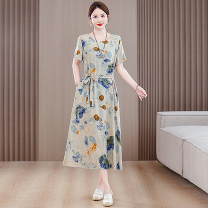 Women's Short Sleeve Cotton Floral Dress