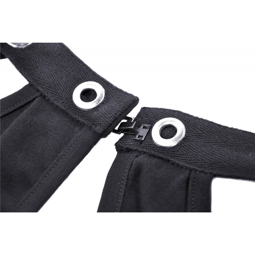 Dark in Love Enyo Mesh Strap Goth Halter Top in Black