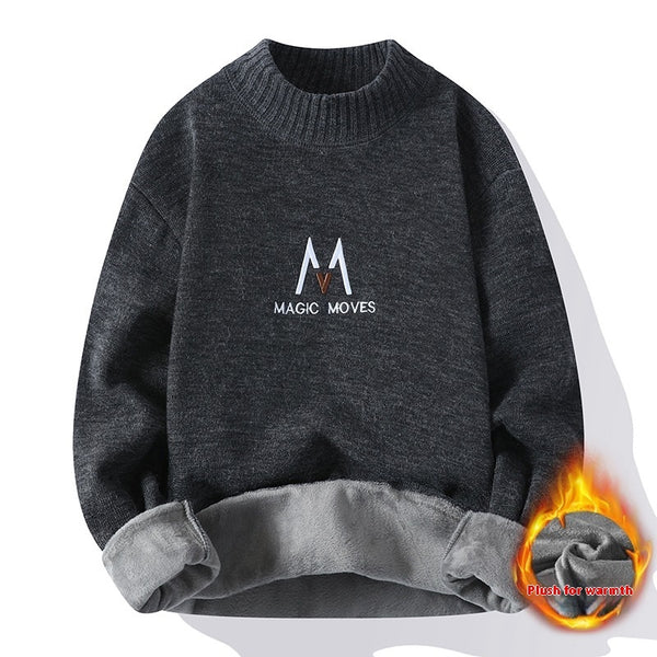 Pull pour homme doublé polaire épais d'hiver