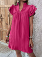 Multi-Layer Ruffle Sleeve V-Neck Dress
