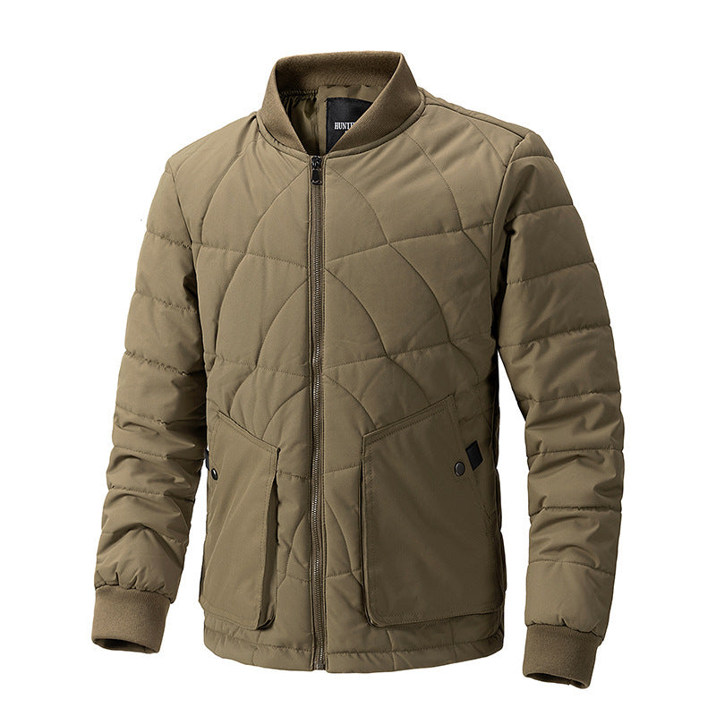 Stand Collar Plaid Cotton-padded Coat