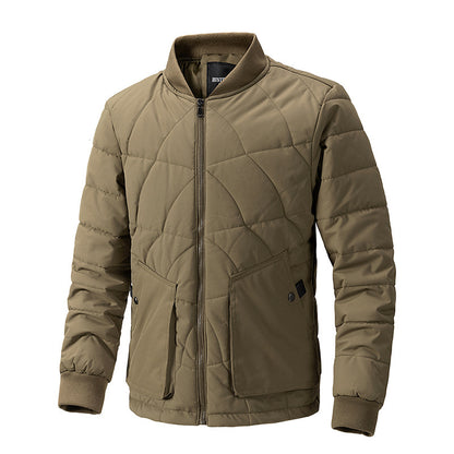 Stand Collar Plaid Cotton-padded Coat