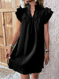 Multi-Layer Ruffle Sleeve V-Neck Dress