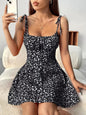 Women's Floral Print A-Line Mini Dress | Backless Mid Waist Summer Dress
