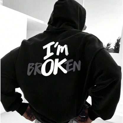 "I’m OK" Graphic Hoodie – European Size | Men’s Hip Hop Streetwear Pullover