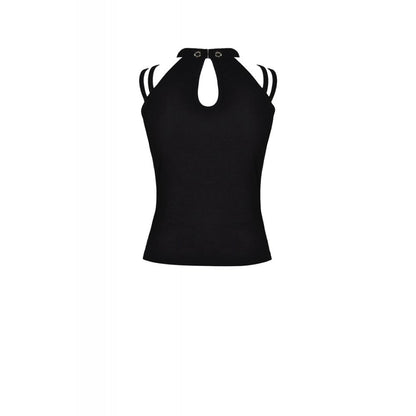 Dark in Love Enyo Mesh Strap Goth Halter Top in Black