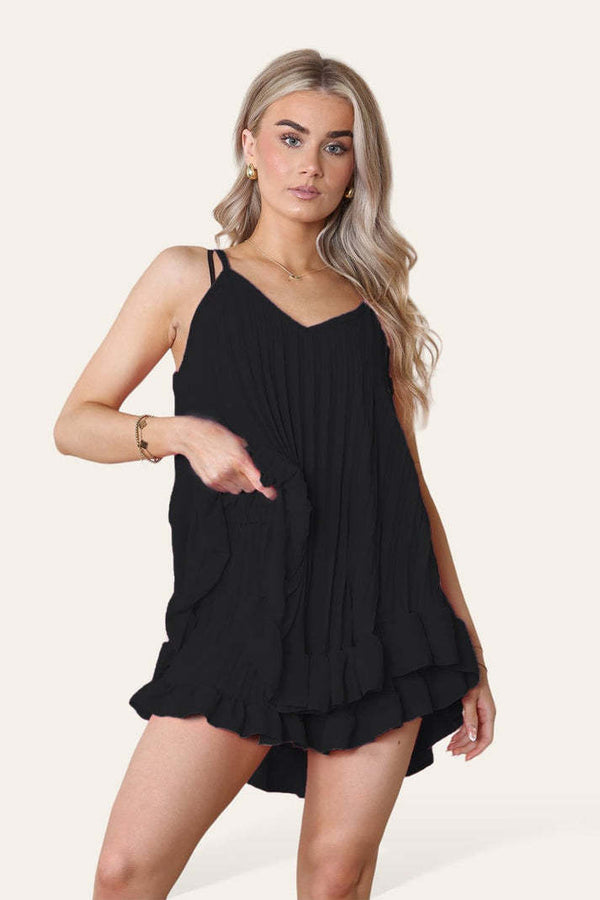 Cami Pleated Frill Hem Set