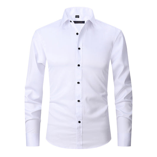 Haut de mode à manches longues pour hommes, coupe ajustée, couleur unie, extensible