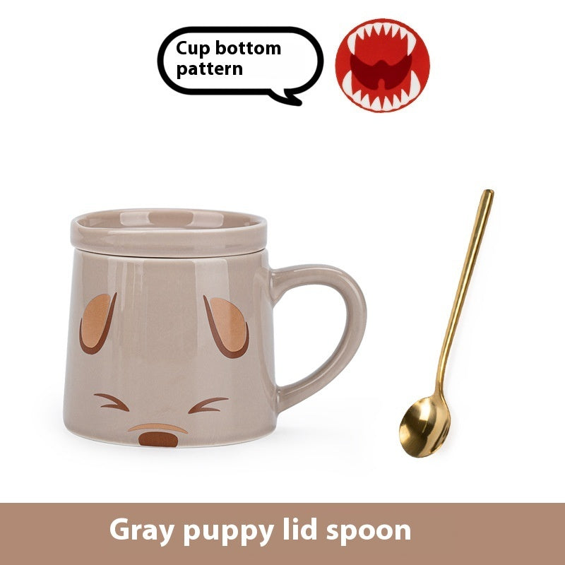 Porcelain Mug Water Glass With Cover Spoon