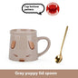 Porcelain Mug Water Glass With Cover Spoon