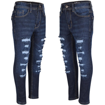 Kids Jeans Denim Ripped Comfort Stretch Trousers Pants Boys Age 3-13 Years
