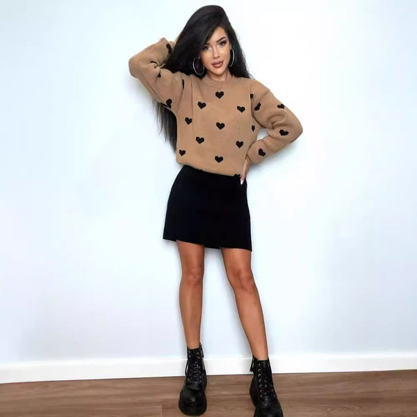 Womens Round Neck Long Sleeve Slim Sweater - Stuffs & Savers