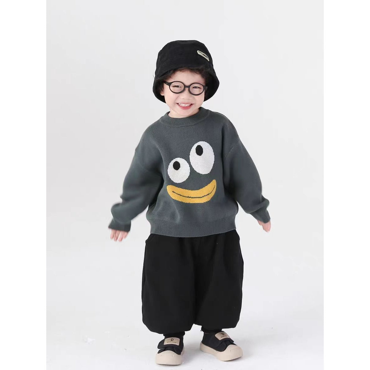 Cute Patterned Crew-neck Top For Boys