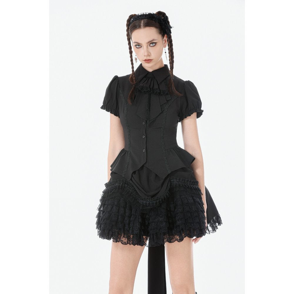 Dark In Love Beatrix Goth Satin Ruffled Overskirt
