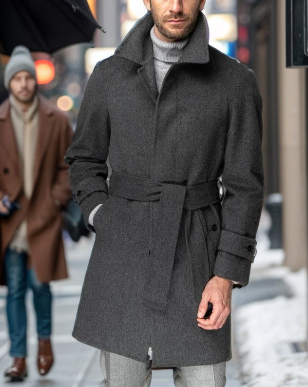 Manteau en laine à manches raglan pour homme