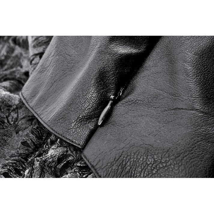 Jupe gothique Dark in Love Elandra avec ourlet mouchoir en dentelle superposée noir anthracite