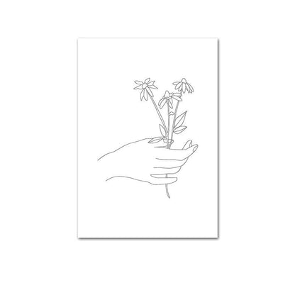 Abstract Botanical Canvas Drawing Style Home Decor