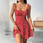 Women's Floral Print A-Line Mini Dress | Backless Mid Waist Summer Dress