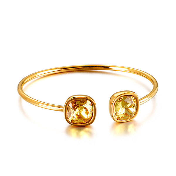 Bracelet carré ouvert creux en acier inoxydable